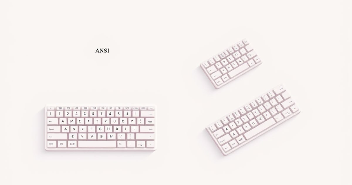 Three mechanical keyboards photographed top-down showing ANSI, ISO, and JIS Enter and Shift key shapes side by side