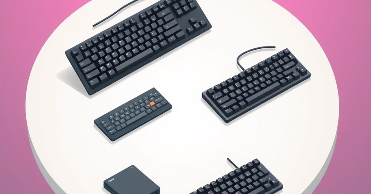 isometric vector illustration of quiet mechanical keyboard for office use