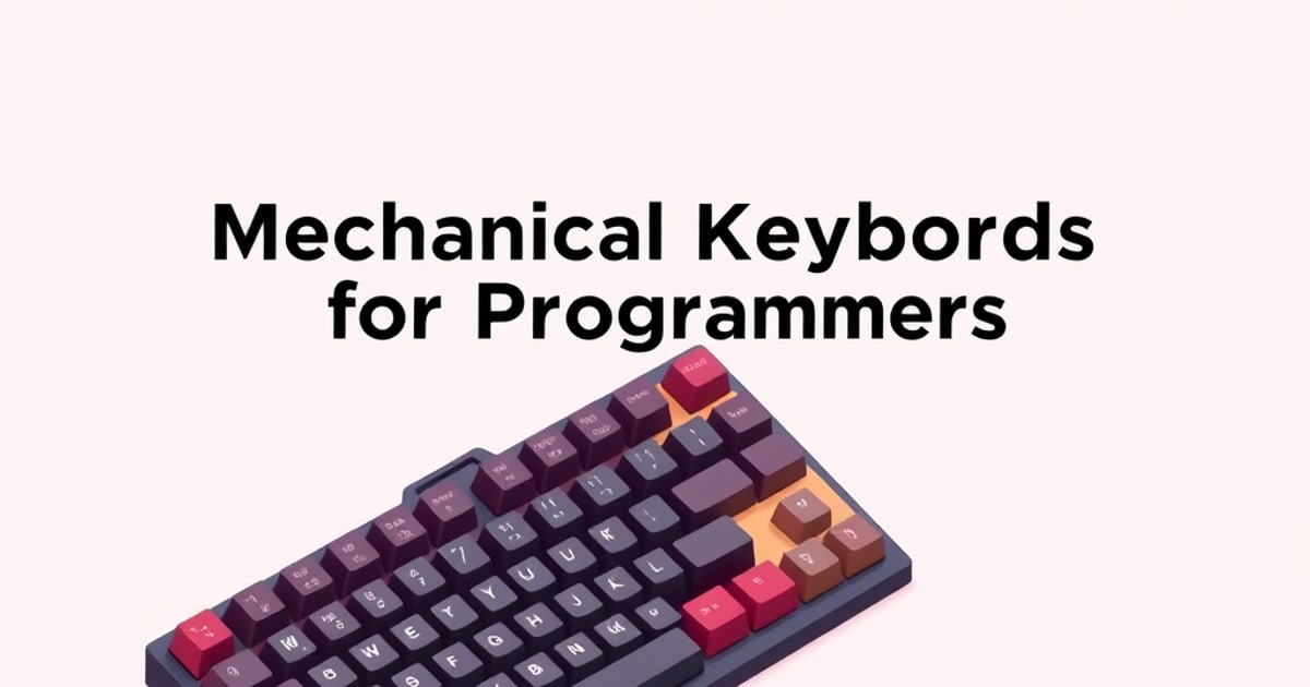 Clean isometric vector illustration of mechanical keyboard with programming layout and tags